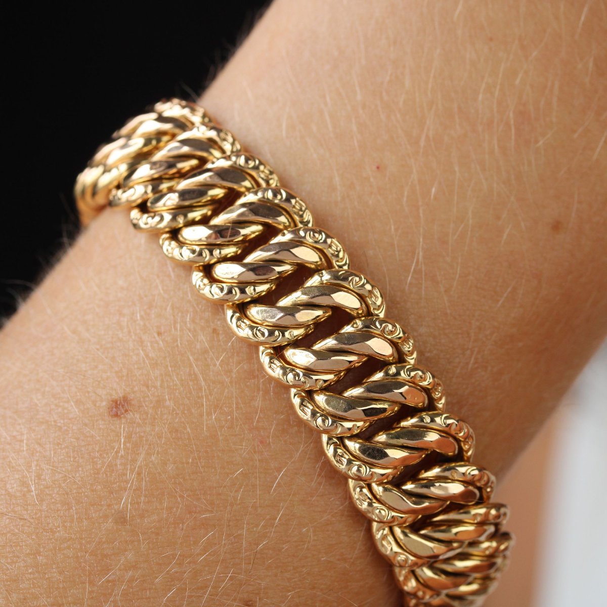 Bracelet rétro gourmette or rose-photo-2