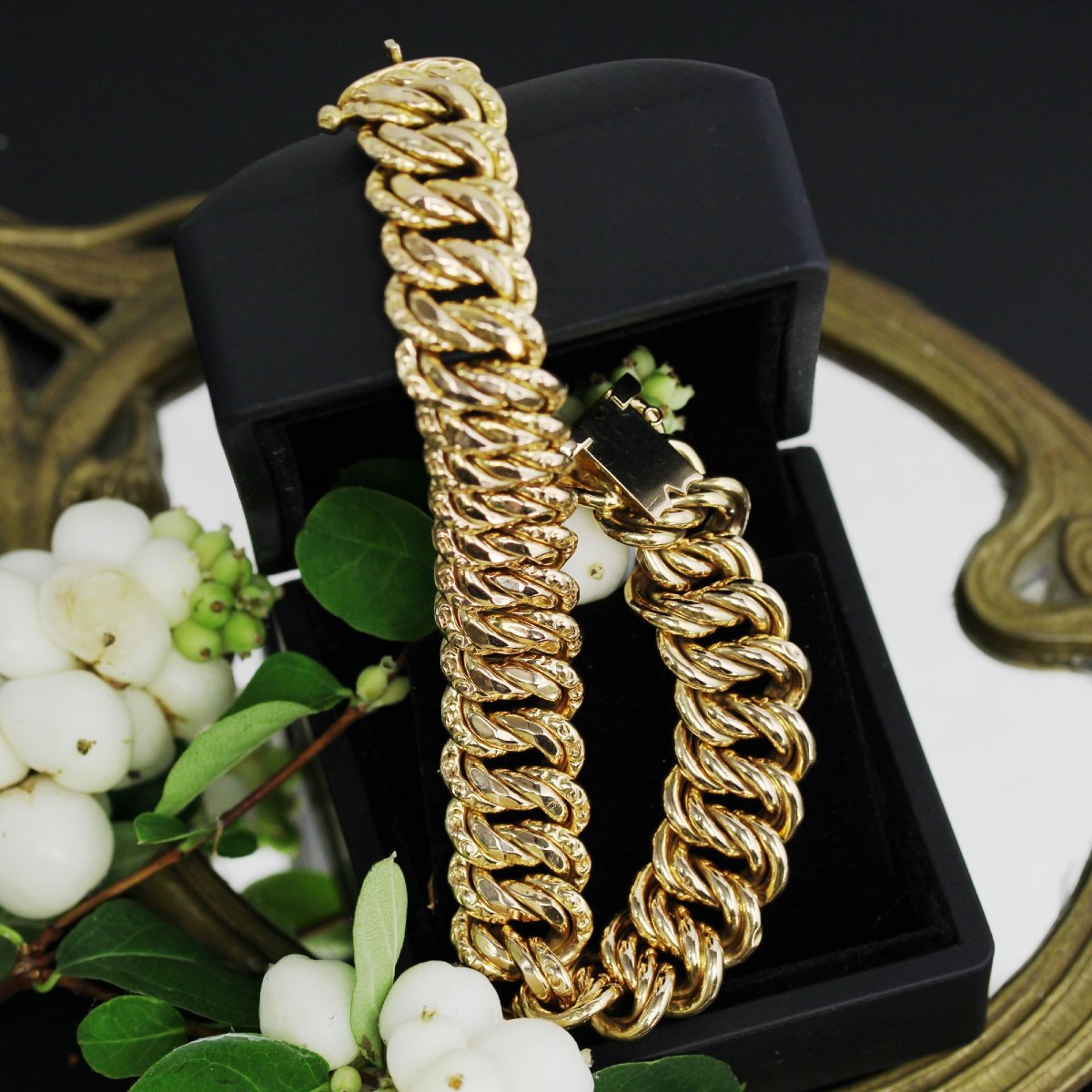 Bracelet rétro gourmette or rose-photo-2