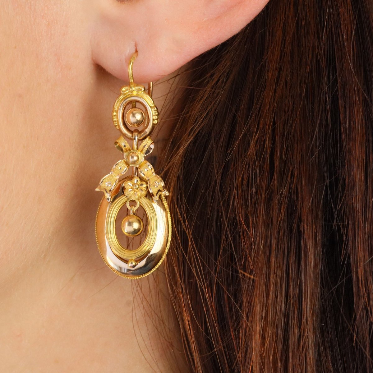 Pendants d'oreilles ancien en or-photo-2