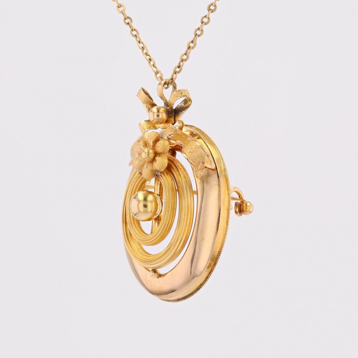 Broche pendentif or jaune Belle Epoque-photo-4