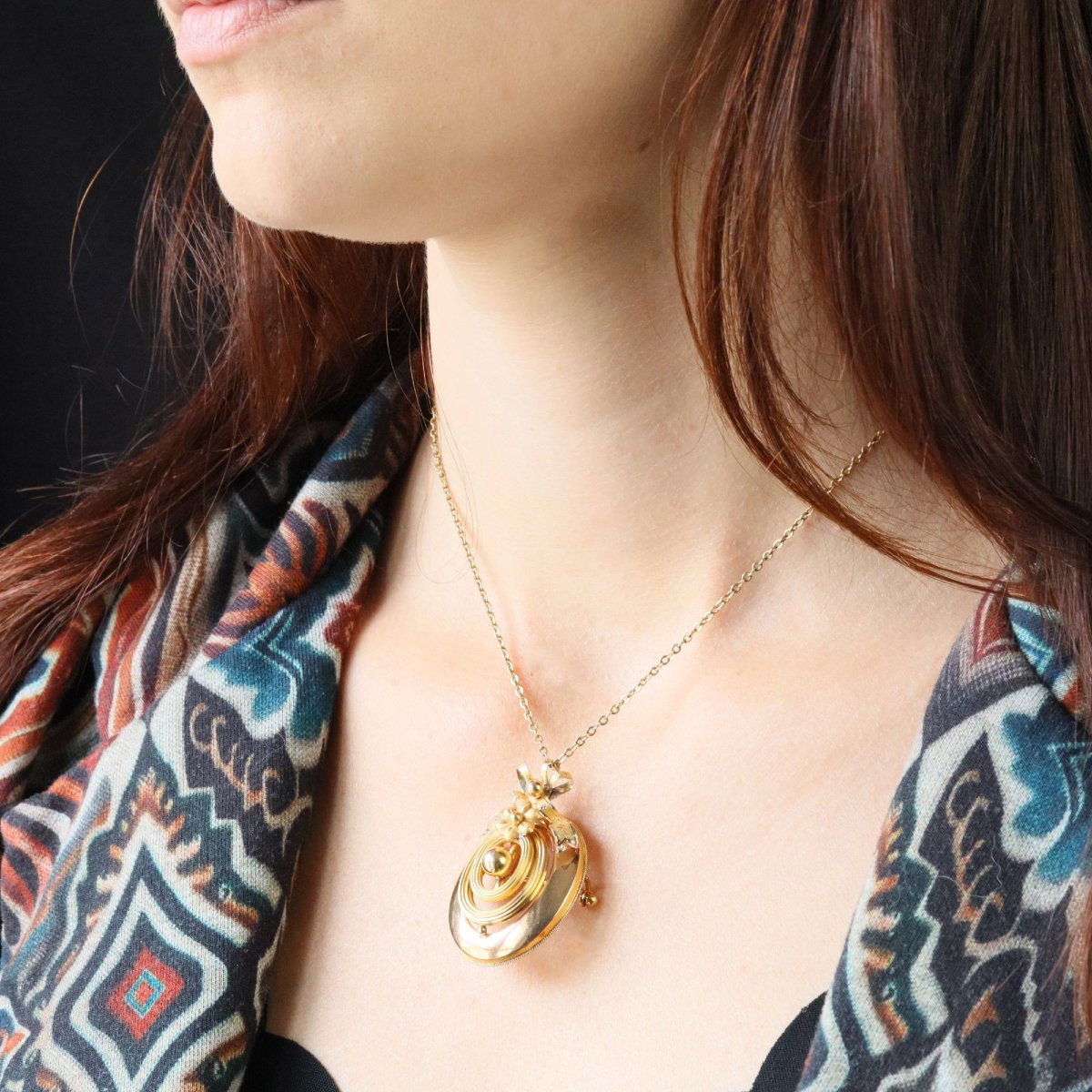 Broche pendentif or jaune Belle Epoque-photo-4