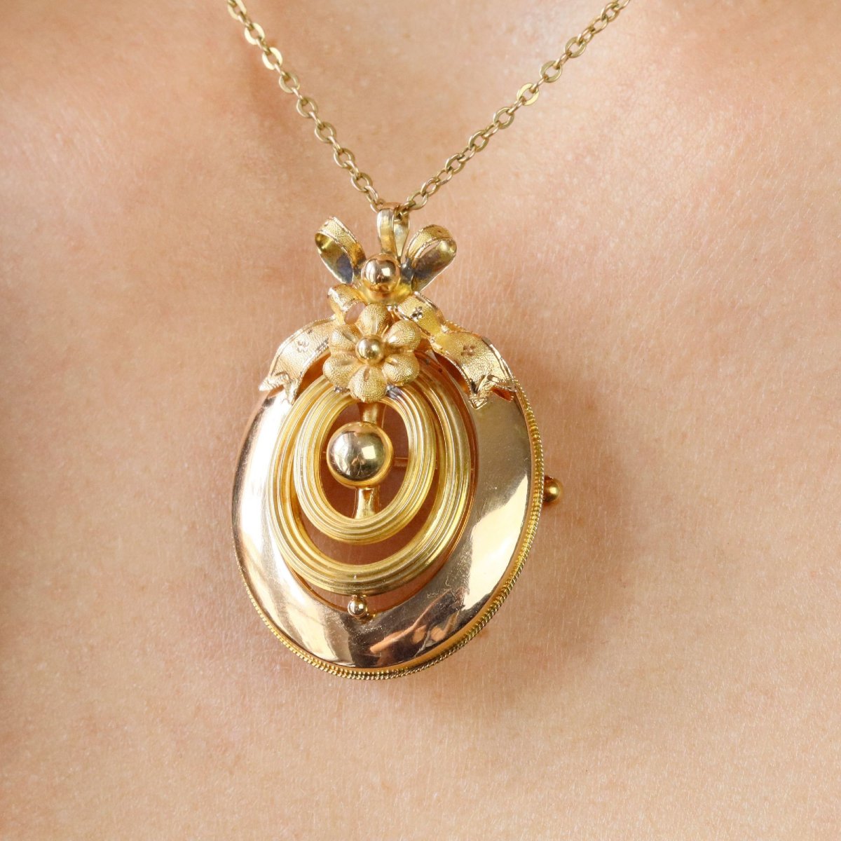Broche pendentif or jaune Belle Epoque-photo-5