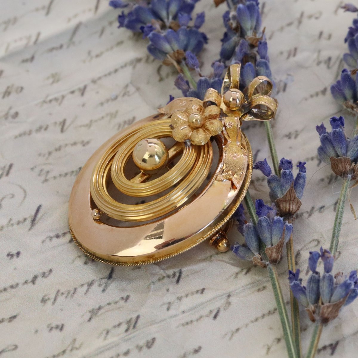 Broche pendentif or jaune Belle Epoque-photo-6