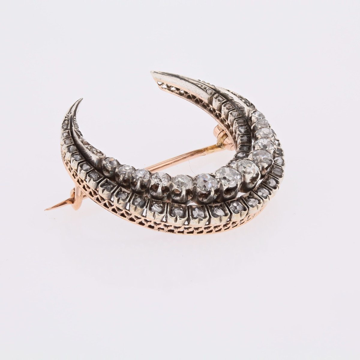 Broche ancienne croissant de lune diamants-photo-1