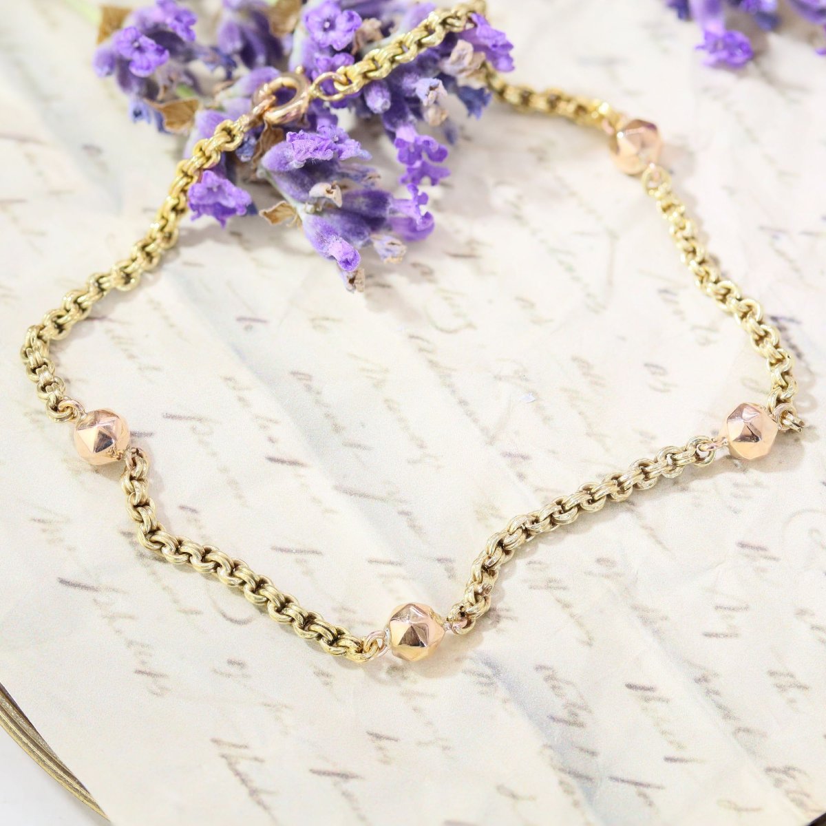 Bracelet ancien or jaune et or rose-photo-3