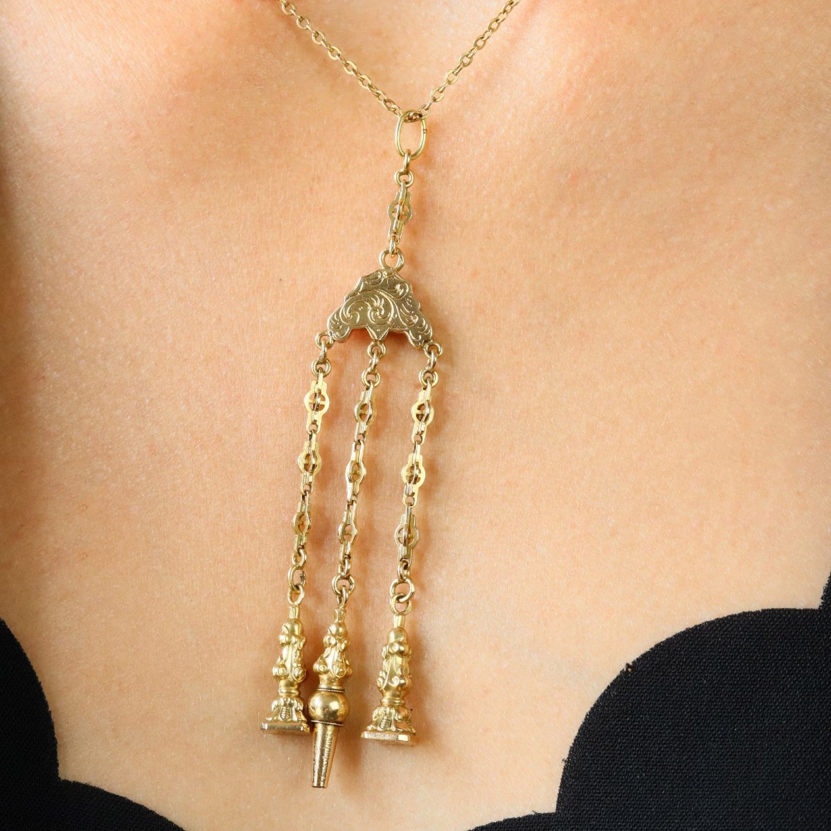 Vintage Gold Pendant With Seals And Keys-photo-4