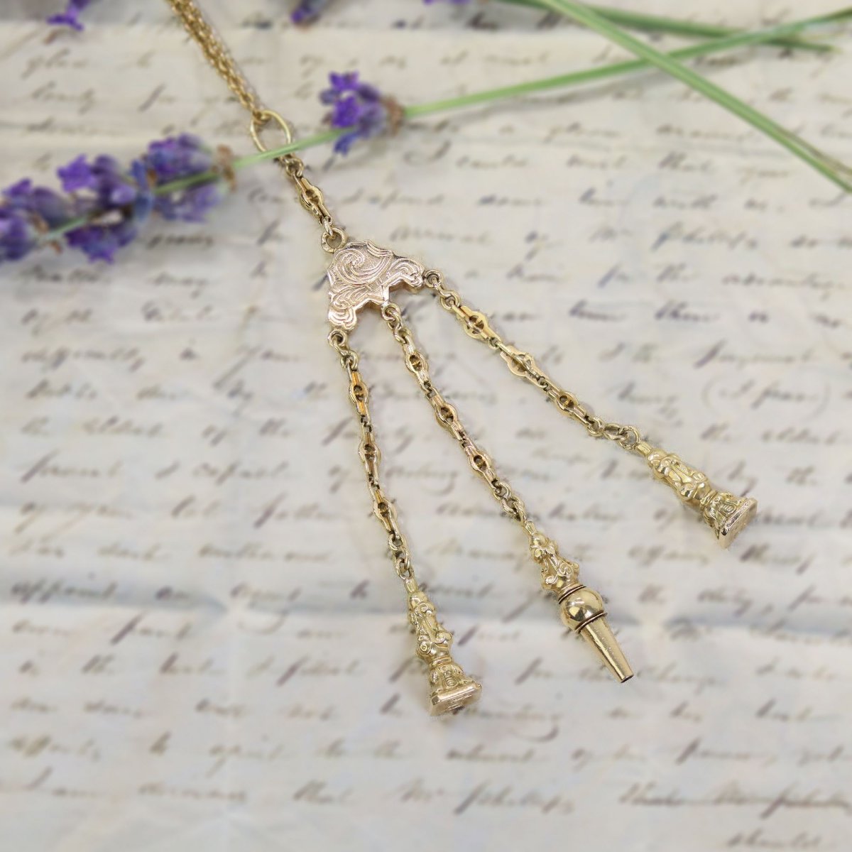 Vintage Gold Pendant With Seals And Keys-photo-5