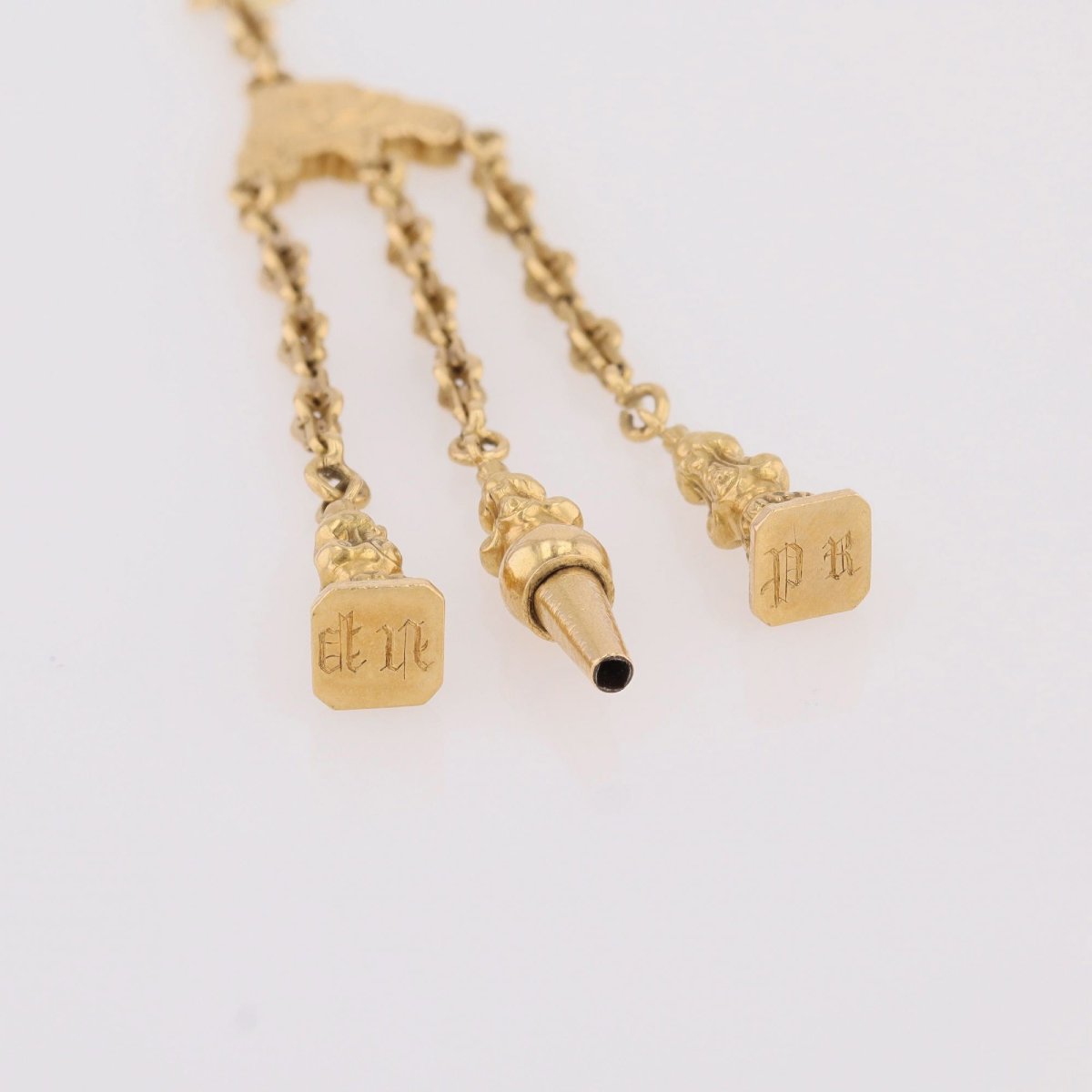 Vintage Gold Pendant With Seals And Keys-photo-6