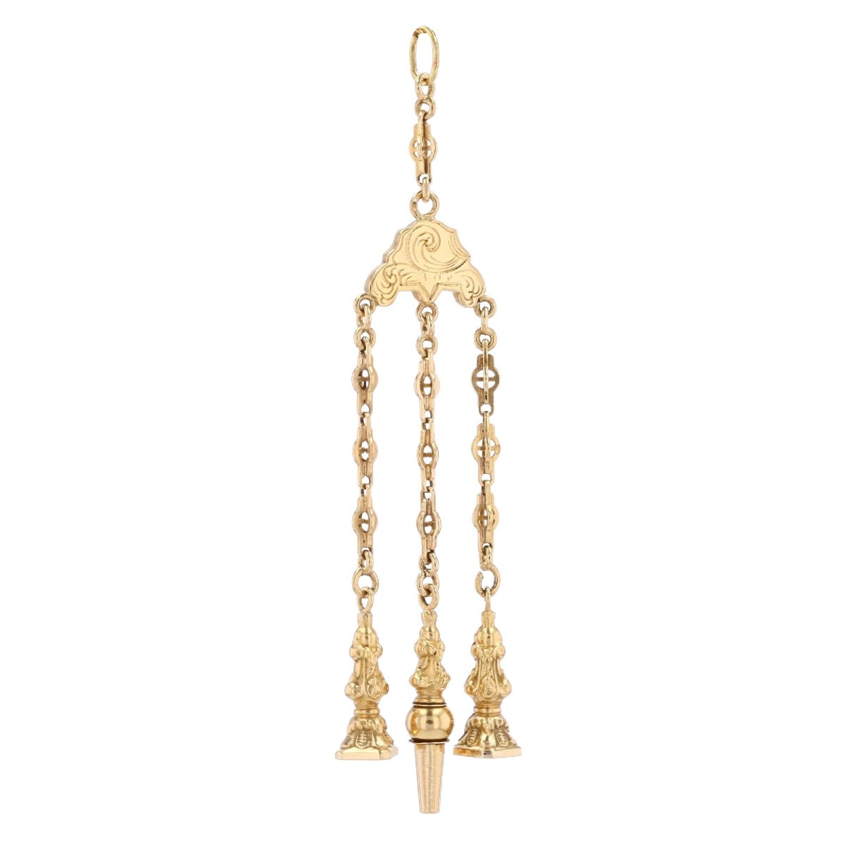 Vintage Gold Pendant With Seals And Keys