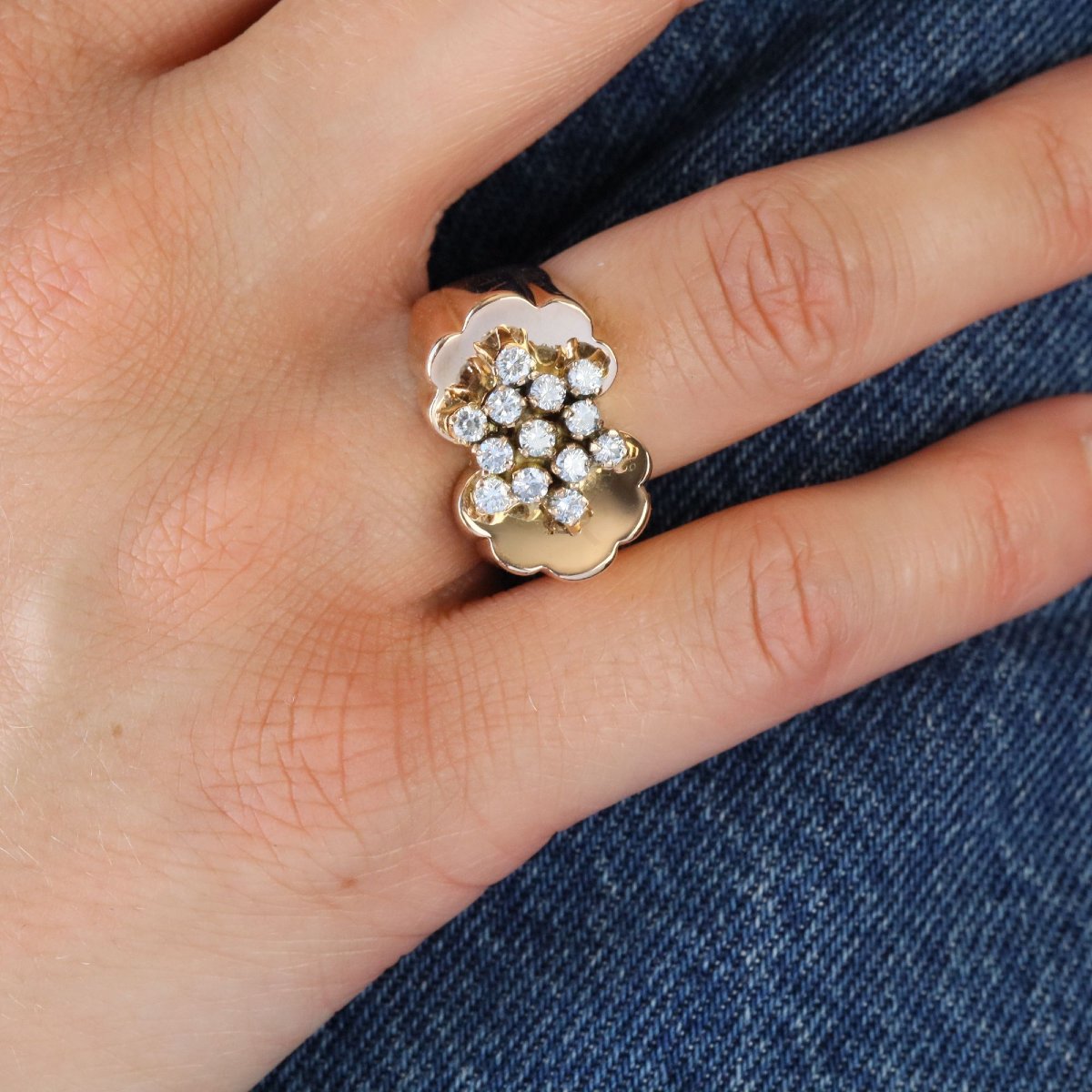 Bague tank fleur diamants-photo-2