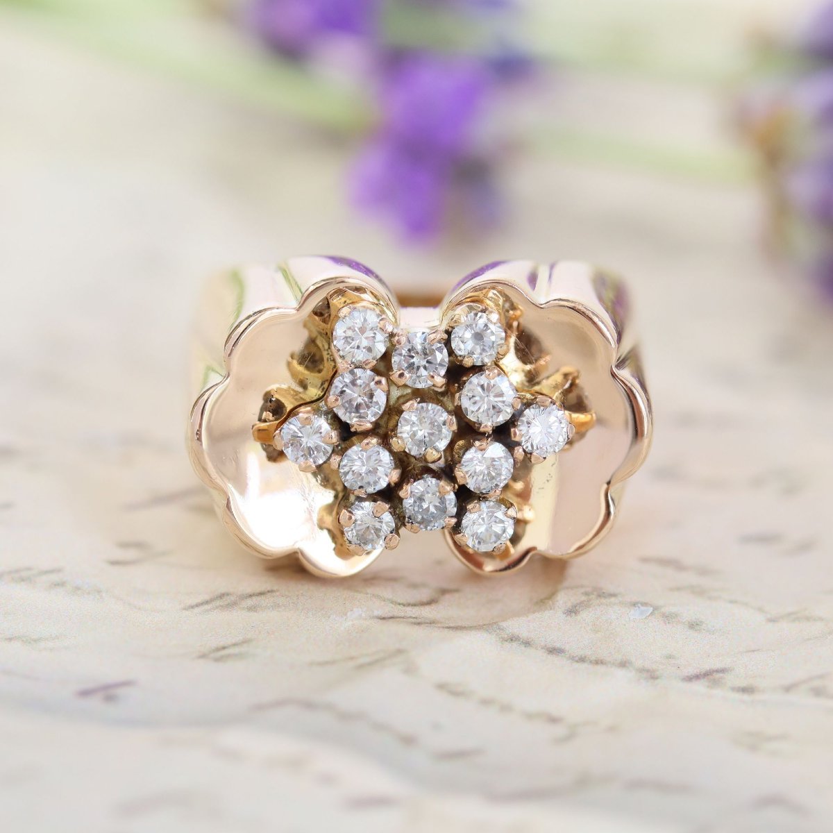 Bague tank fleur diamants-photo-3