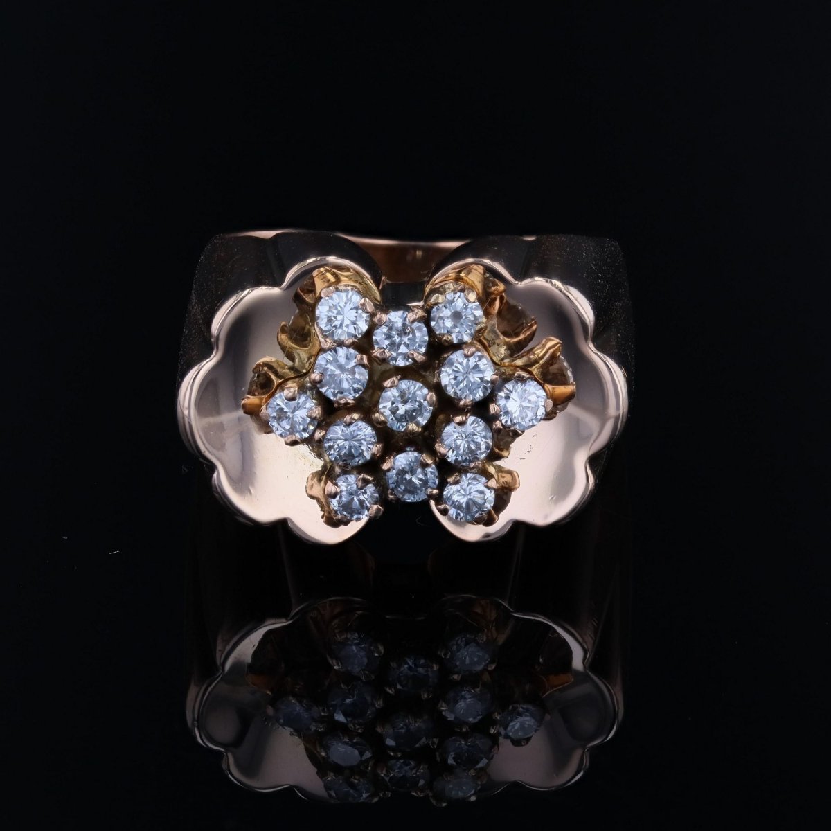 Bague tank fleur diamants-photo-4