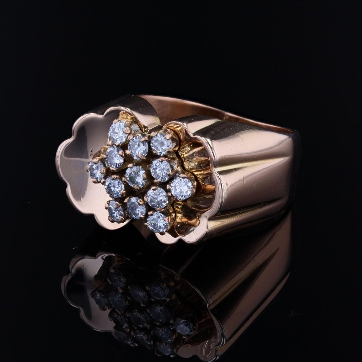 Bague tank fleur diamants-photo-2
