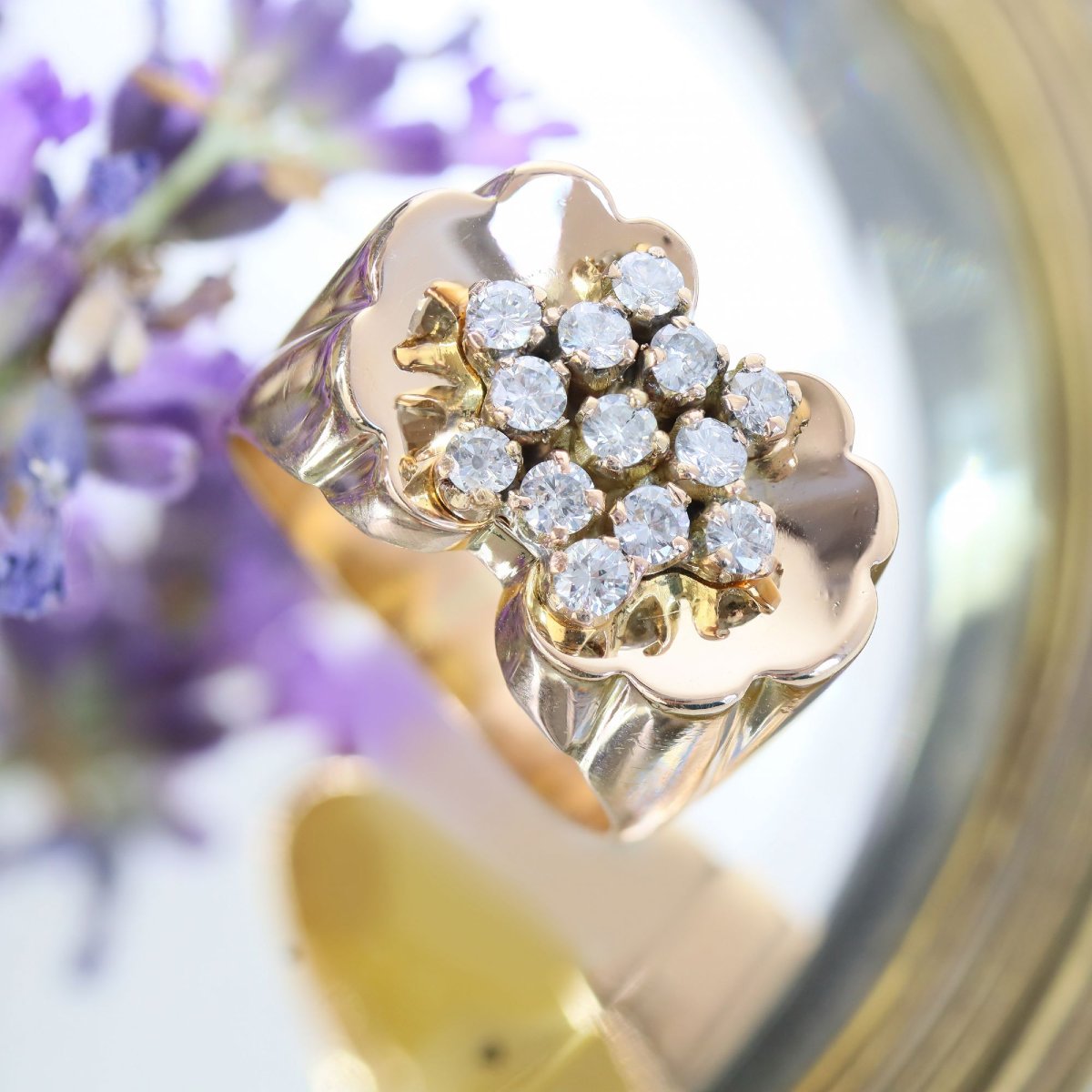 Bague tank fleur diamants-photo-5