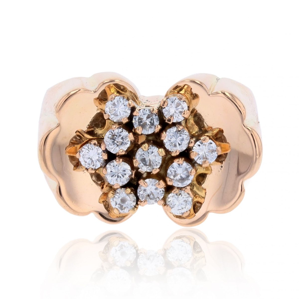 Bague tank fleur diamants