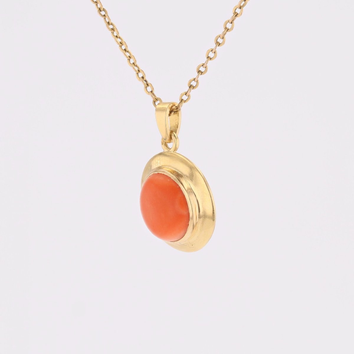 Pendentif rond or jaune corail-photo-4