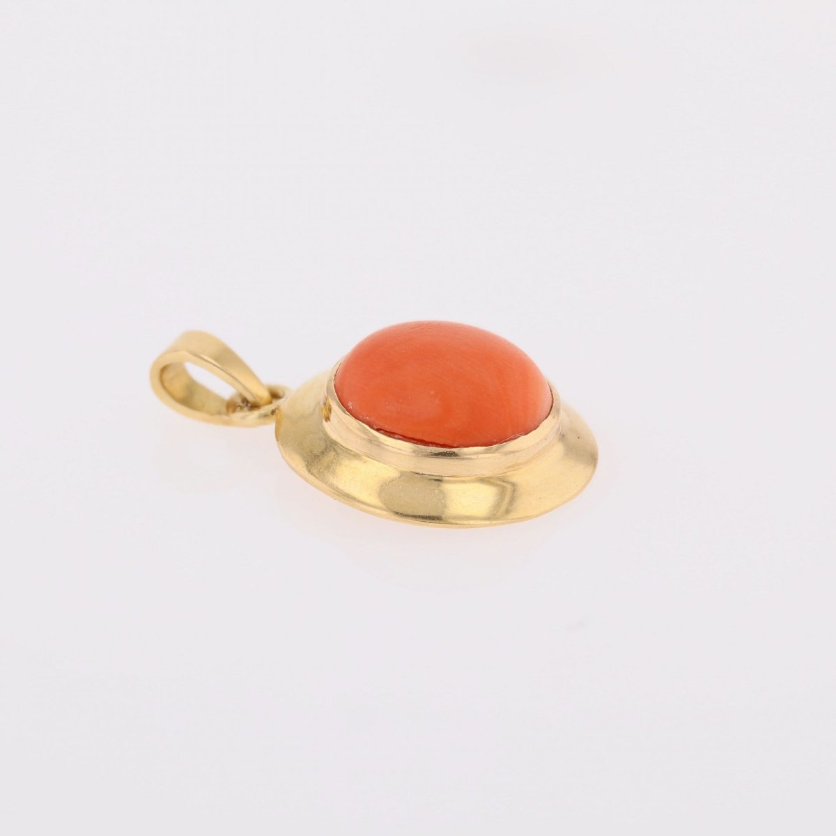 Pendentif rond or jaune corail-photo-4