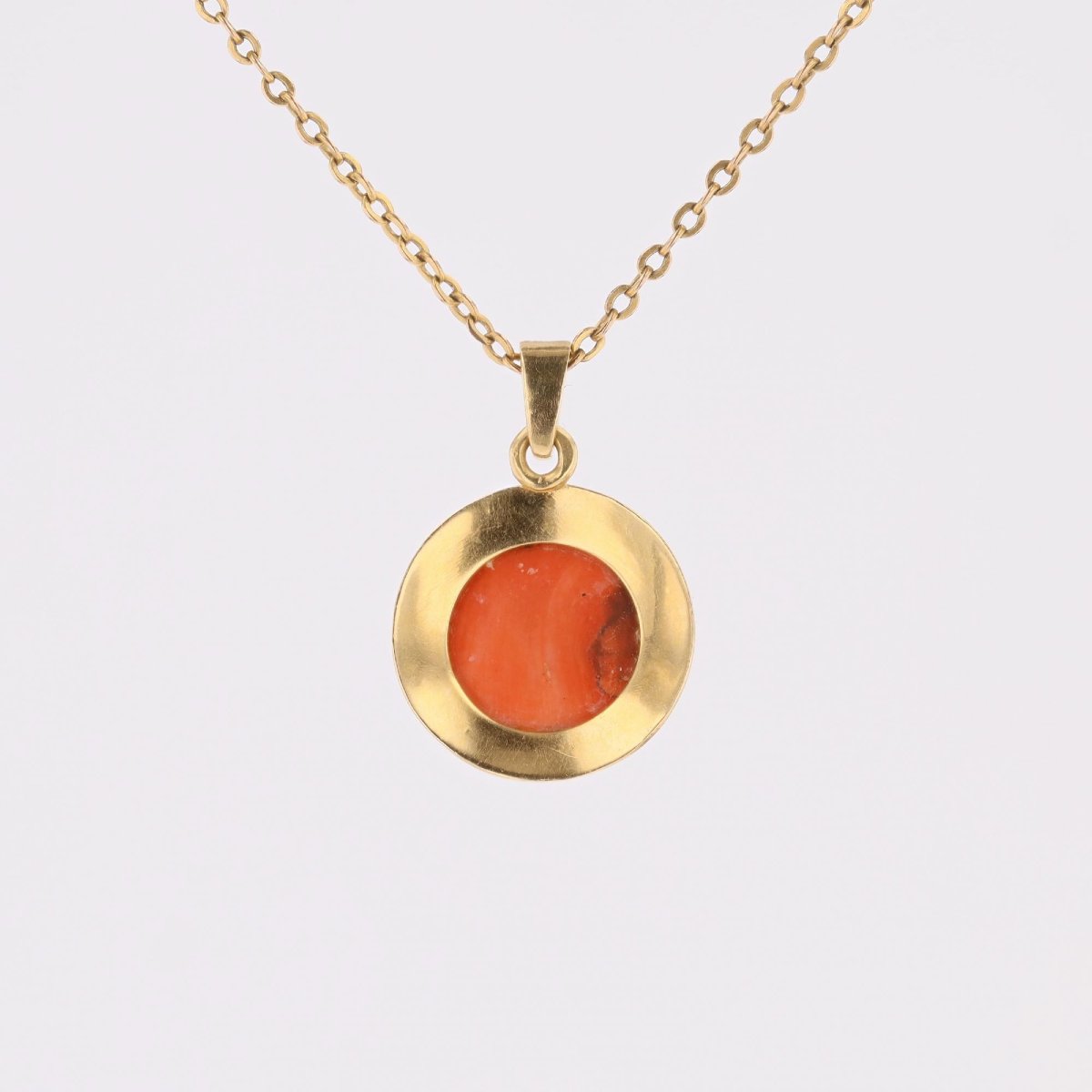 Pendentif rond or jaune corail-photo-5