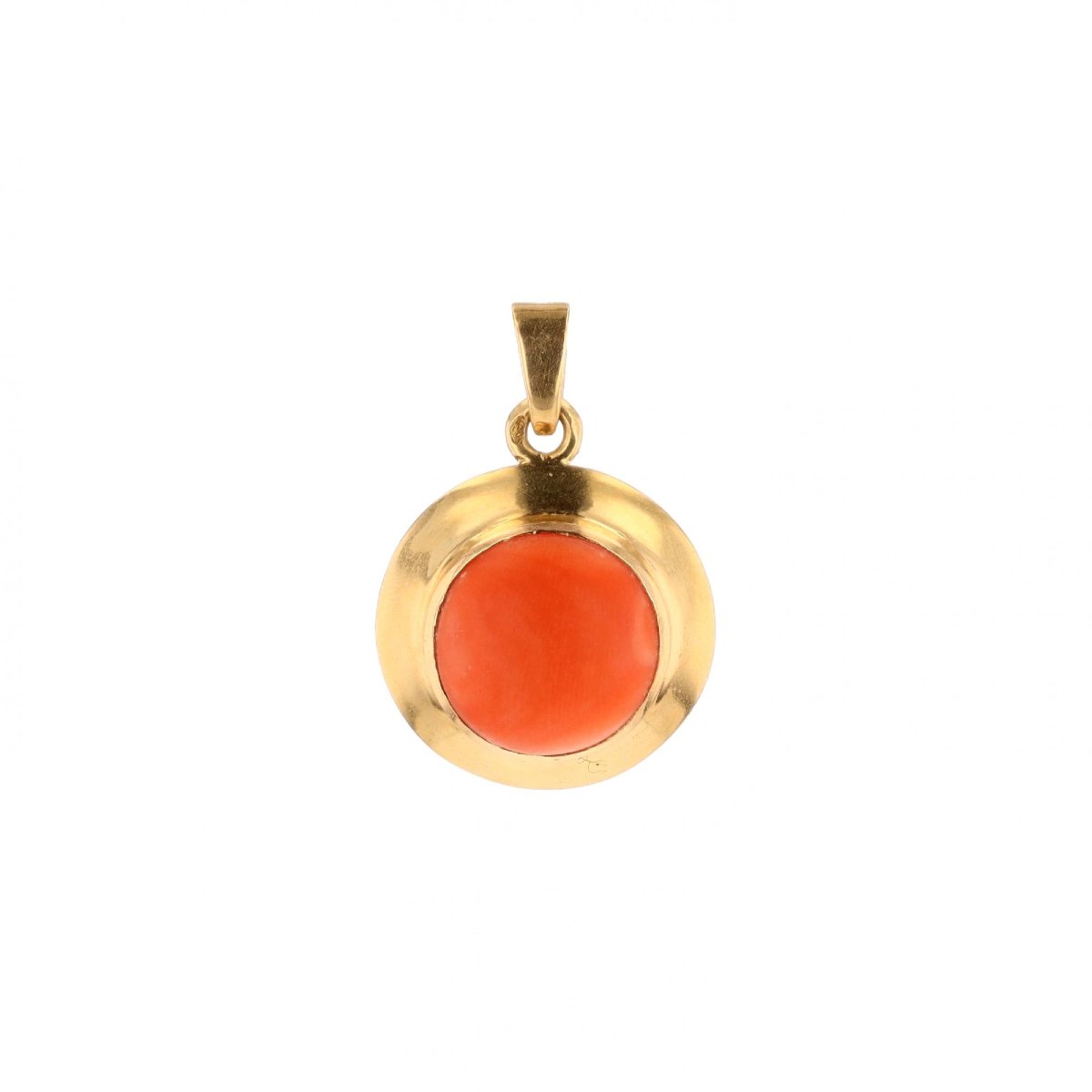 Pendentif rond or jaune corail