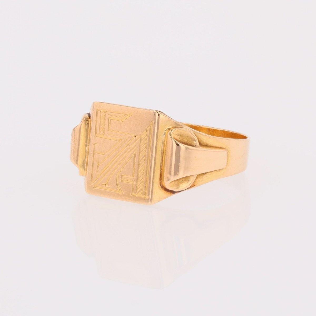 Delicate Antique Rose Gold Signet Ring With Initials-photo-4