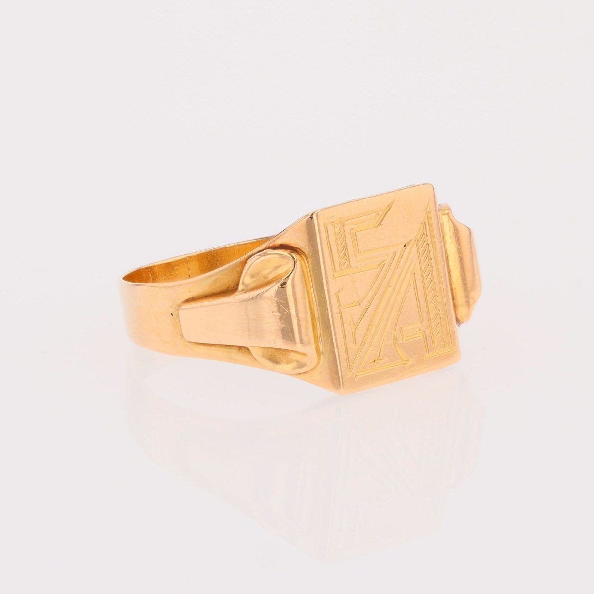 Delicate Antique Rose Gold Signet Ring With Initials-photo-1