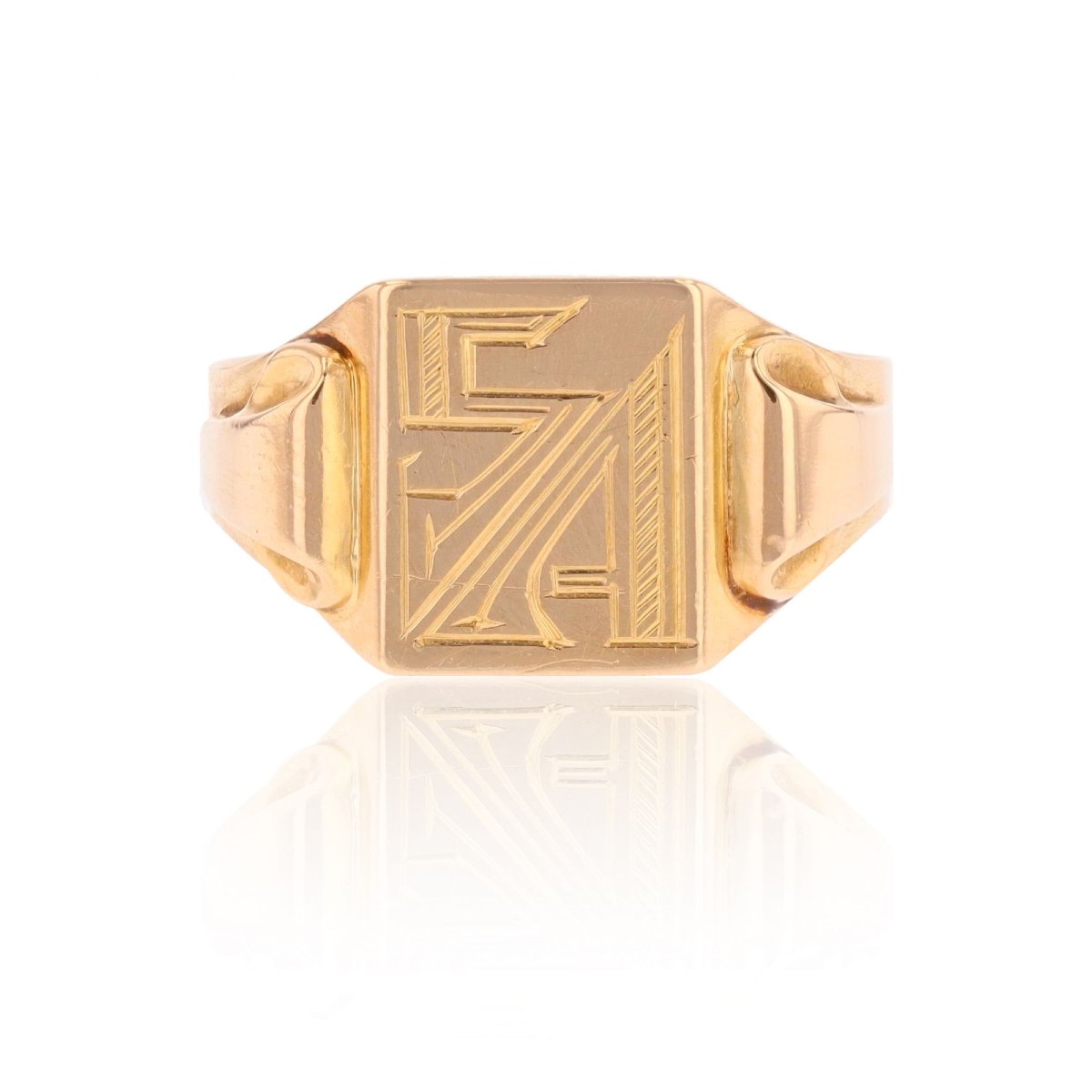 Delicate Antique Rose Gold Signet Ring With Initials
