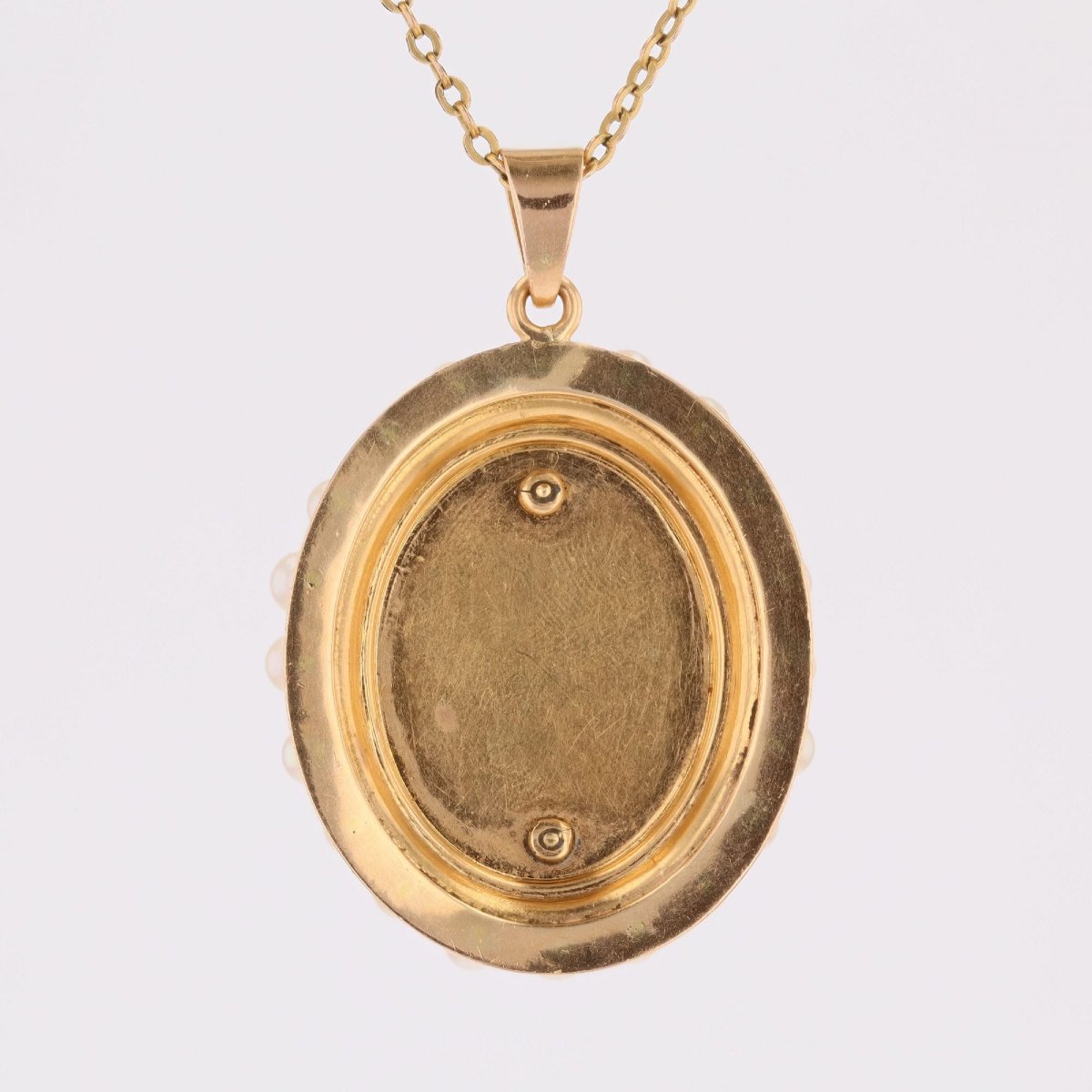 Cultured Pearl And Garnet Medallion Pendant-photo-6