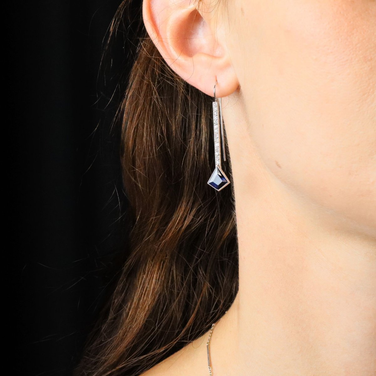 Vintage Sapphire And Diamond Drop Earrings-photo-2