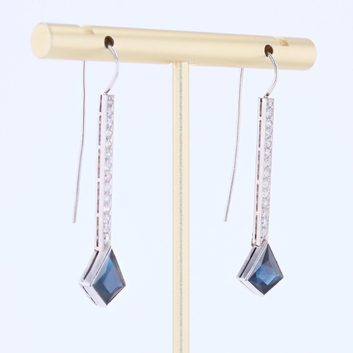 Vintage Sapphire And Diamond Drop Earrings-photo-1