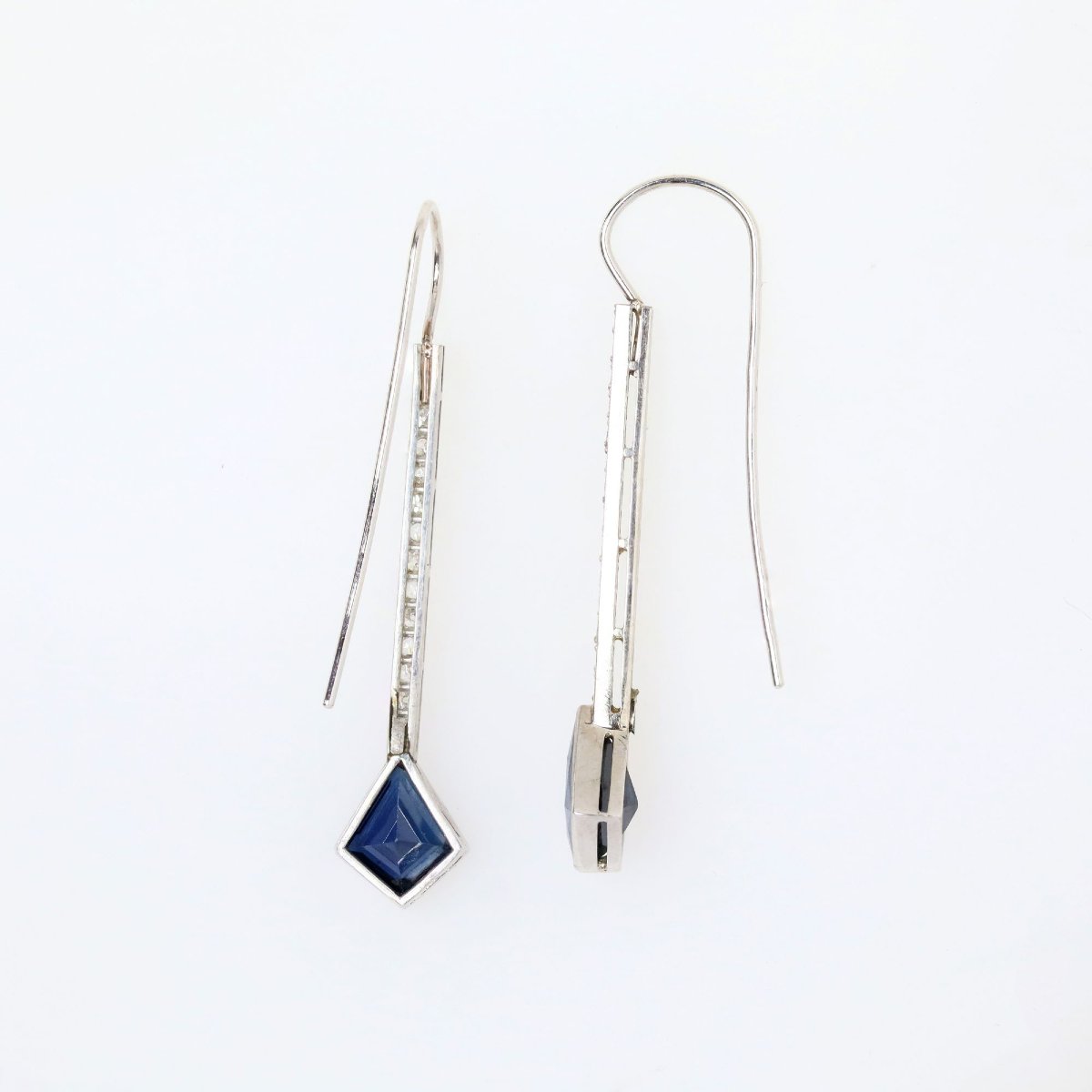 Vintage Sapphire And Diamond Drop Earrings-photo-4