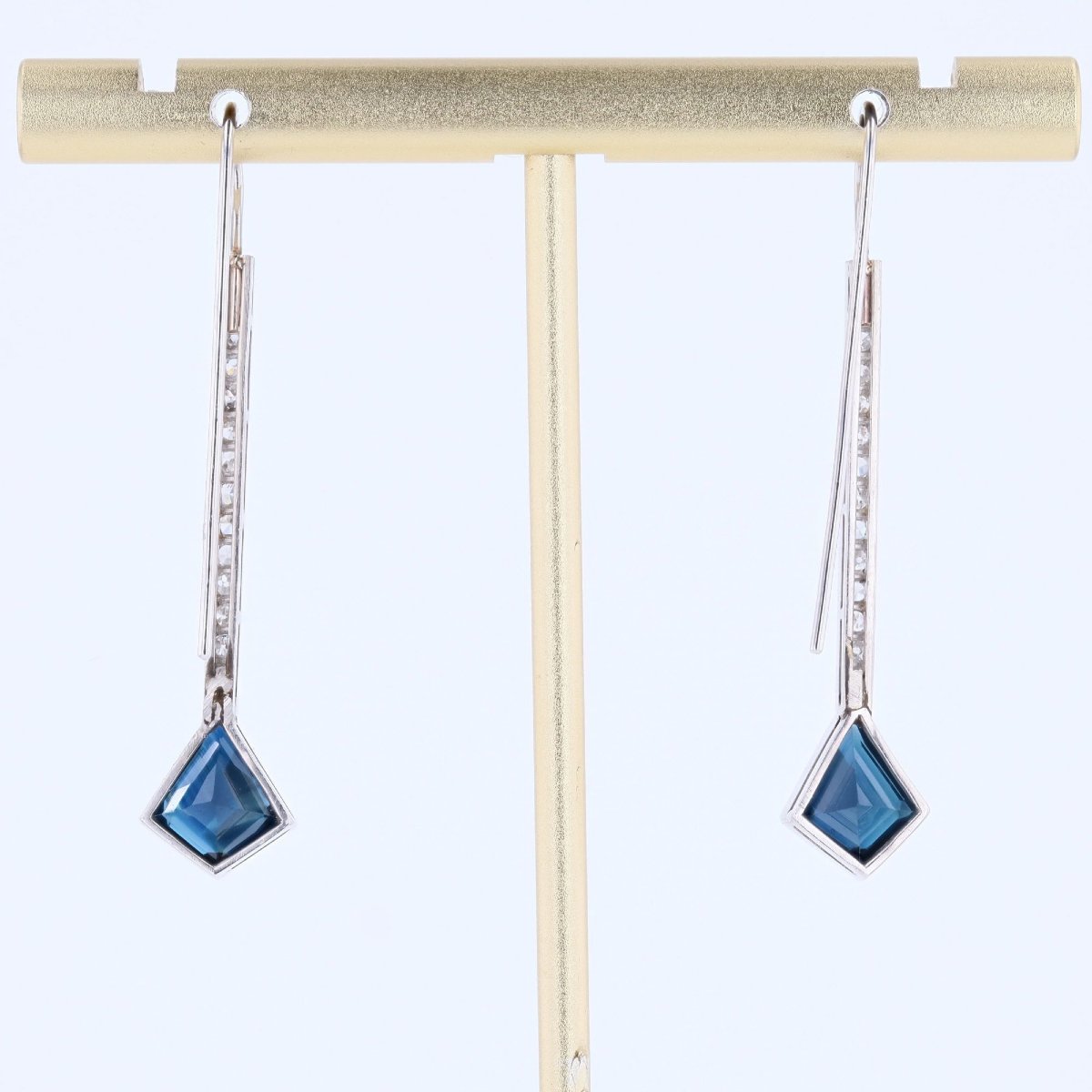 Vintage Sapphire And Diamond Drop Earrings-photo-5