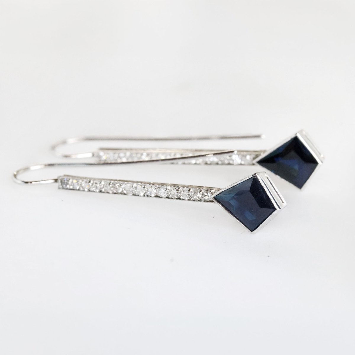 Vintage Sapphire And Diamond Drop Earrings-photo-6