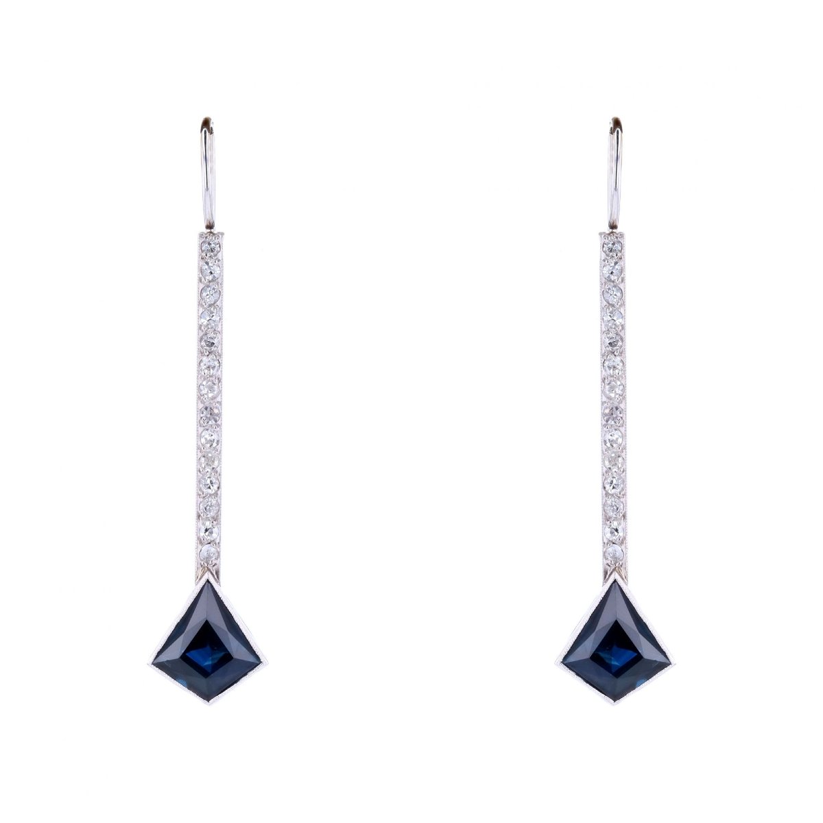 Vintage Sapphire And Diamond Drop Earrings