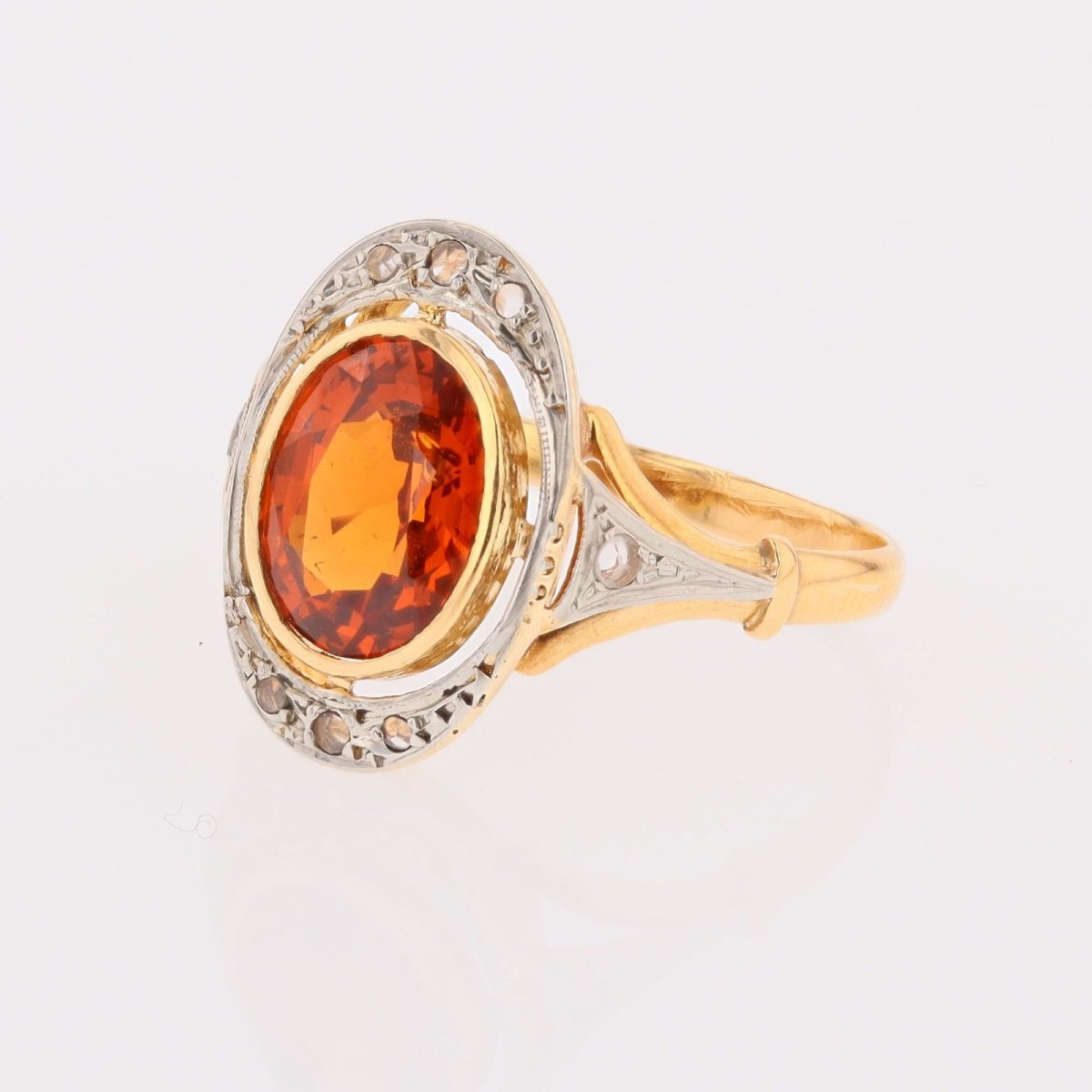 Vintage Ring With Spessartite Garnet And Rose-cut Diamonds-photo-4