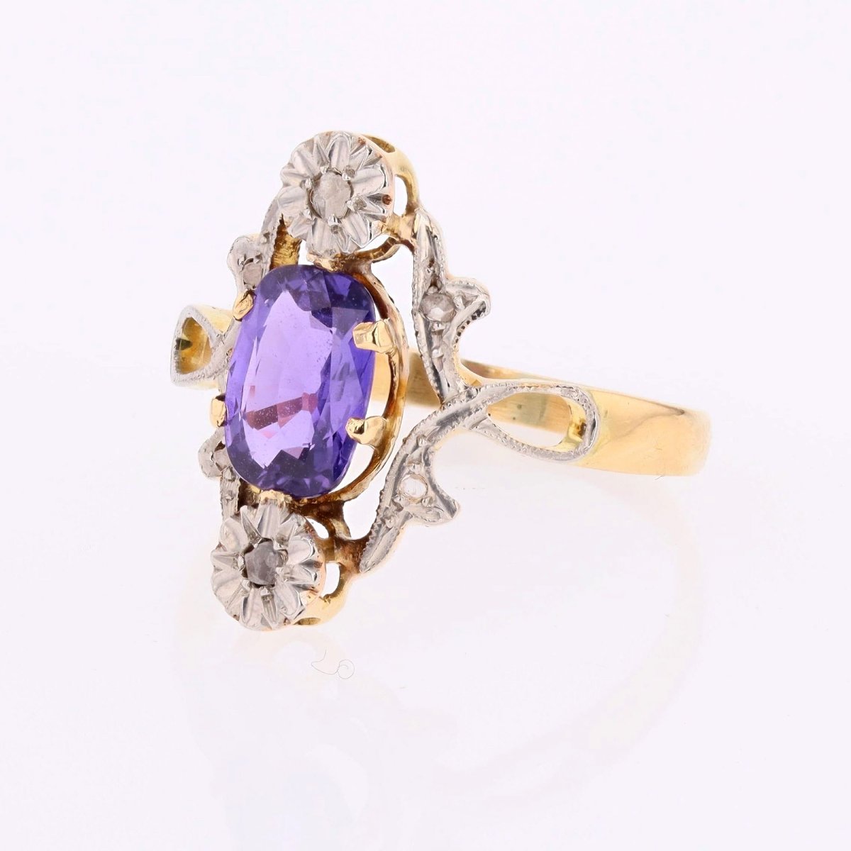 Vintage Ring With A Natural Purple Sapphire And Rose-cut Diamonds-photo-4