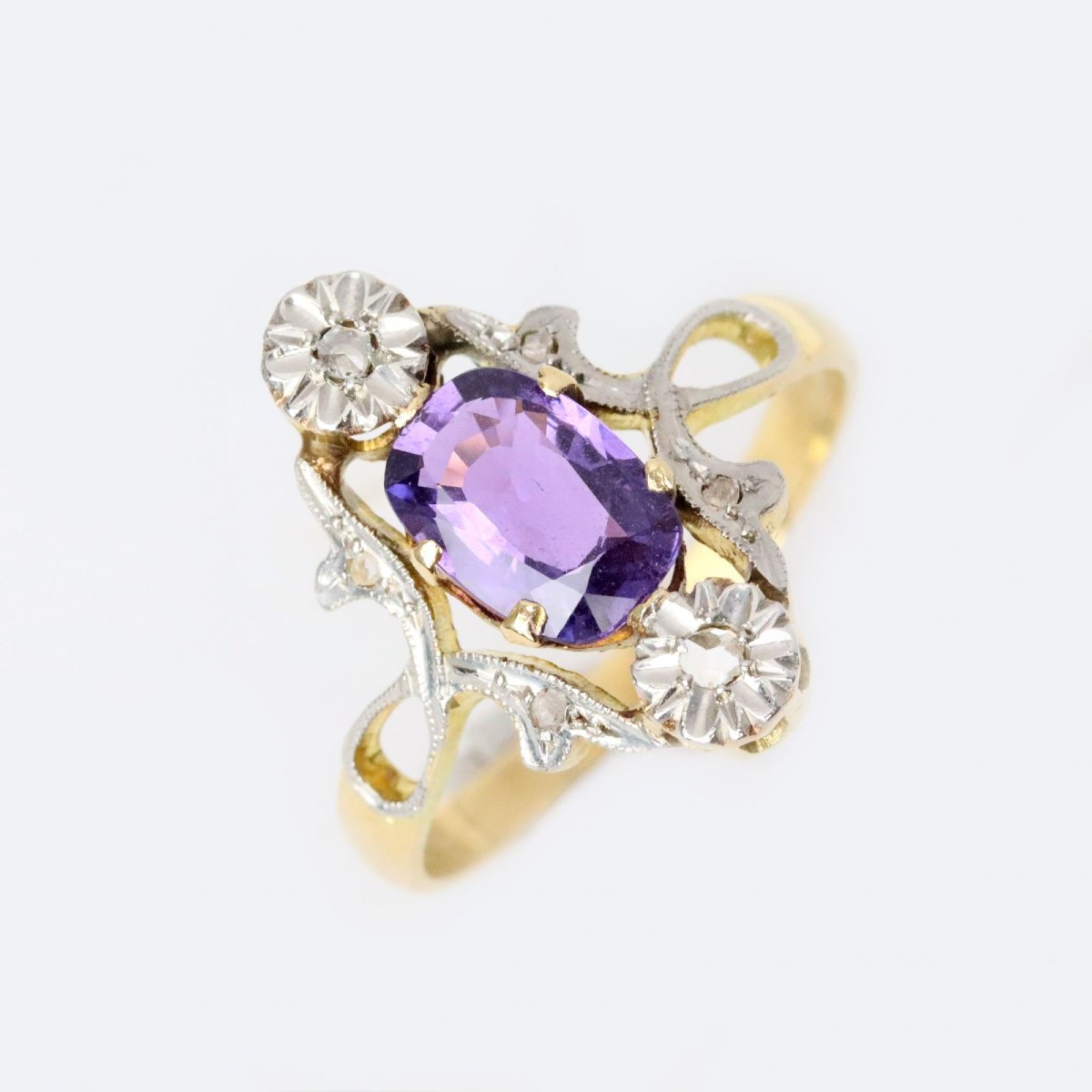Vintage Ring With A Natural Purple Sapphire And Rose-cut Diamonds-photo-6