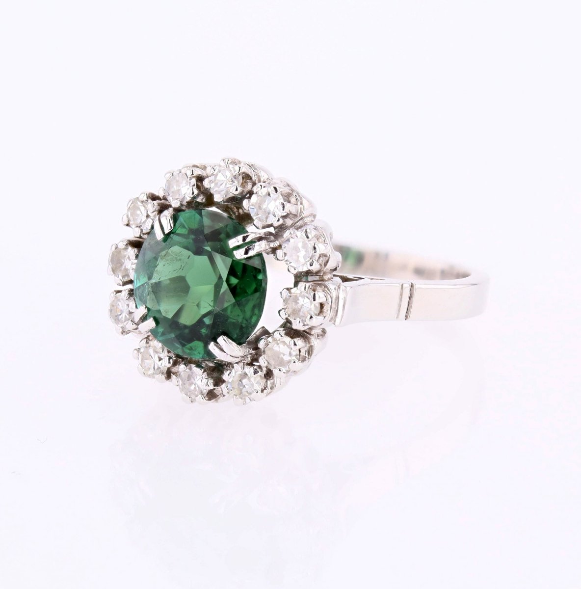 Vintage Tourmaline And Diamond Ring In White Gold-photo-3
