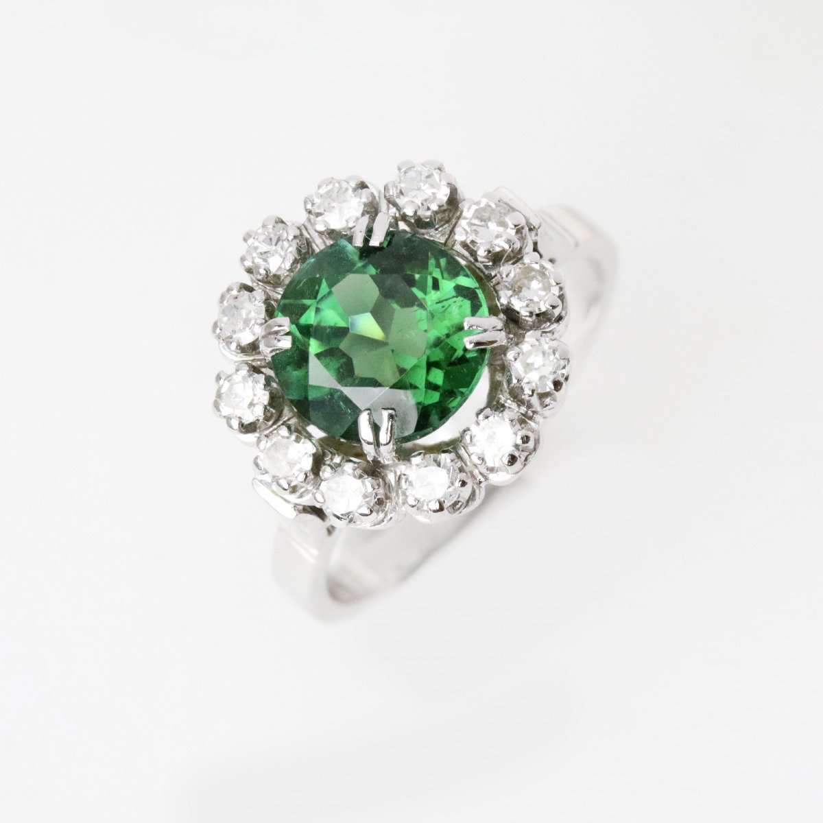 Vintage Tourmaline And Diamond Ring In White Gold-photo-6