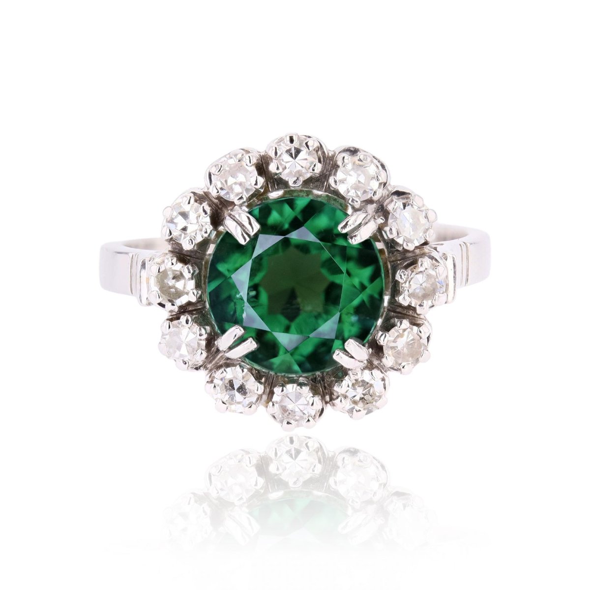 Vintage Tourmaline And Diamond Ring In White Gold