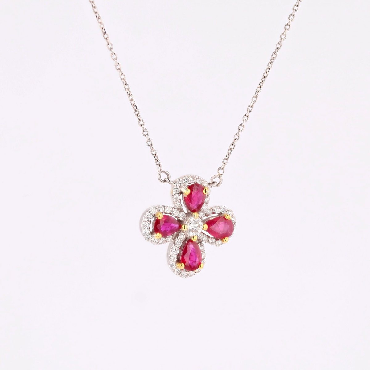 Ruby And Diamond Clover Necklace-photo-4