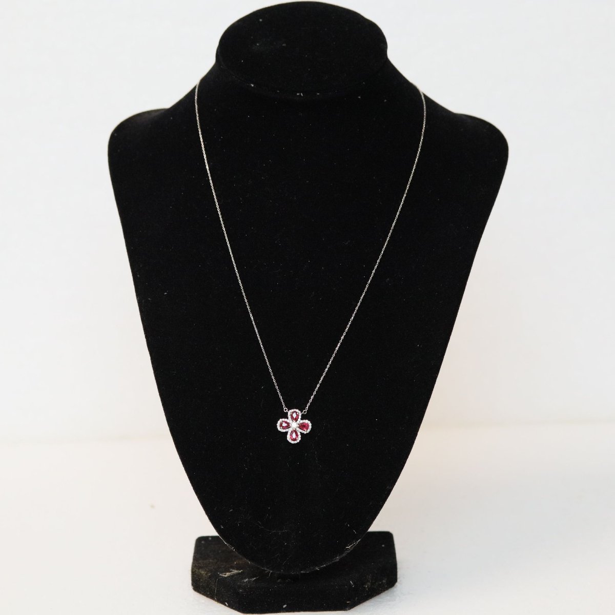 Ruby And Diamond Clover Necklace-photo-2