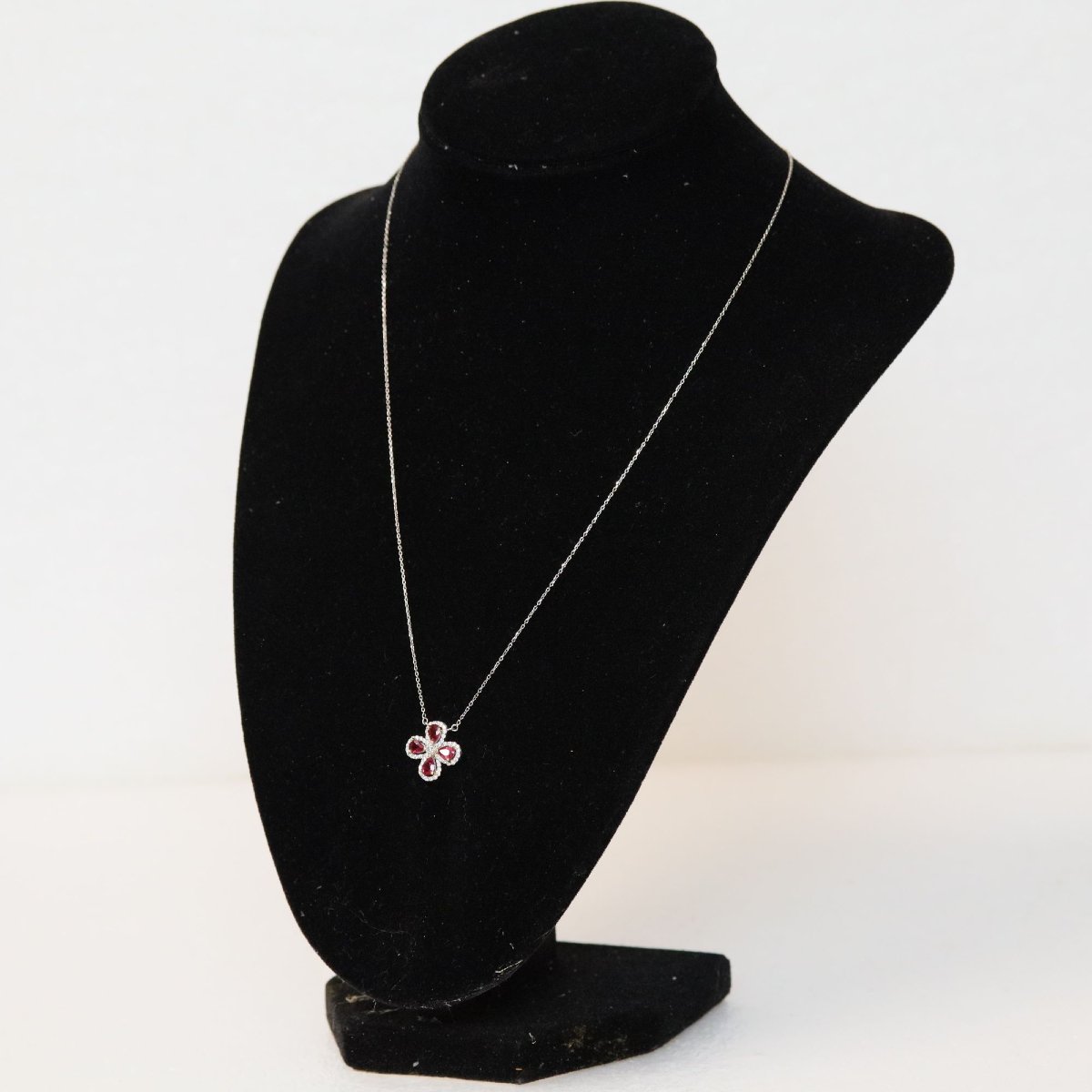 Ruby And Diamond Clover Necklace-photo-3