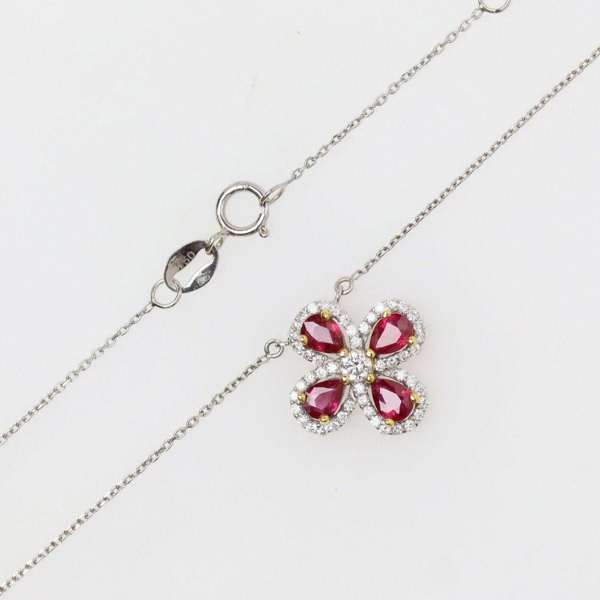 Ruby And Diamond Clover Necklace-photo-5