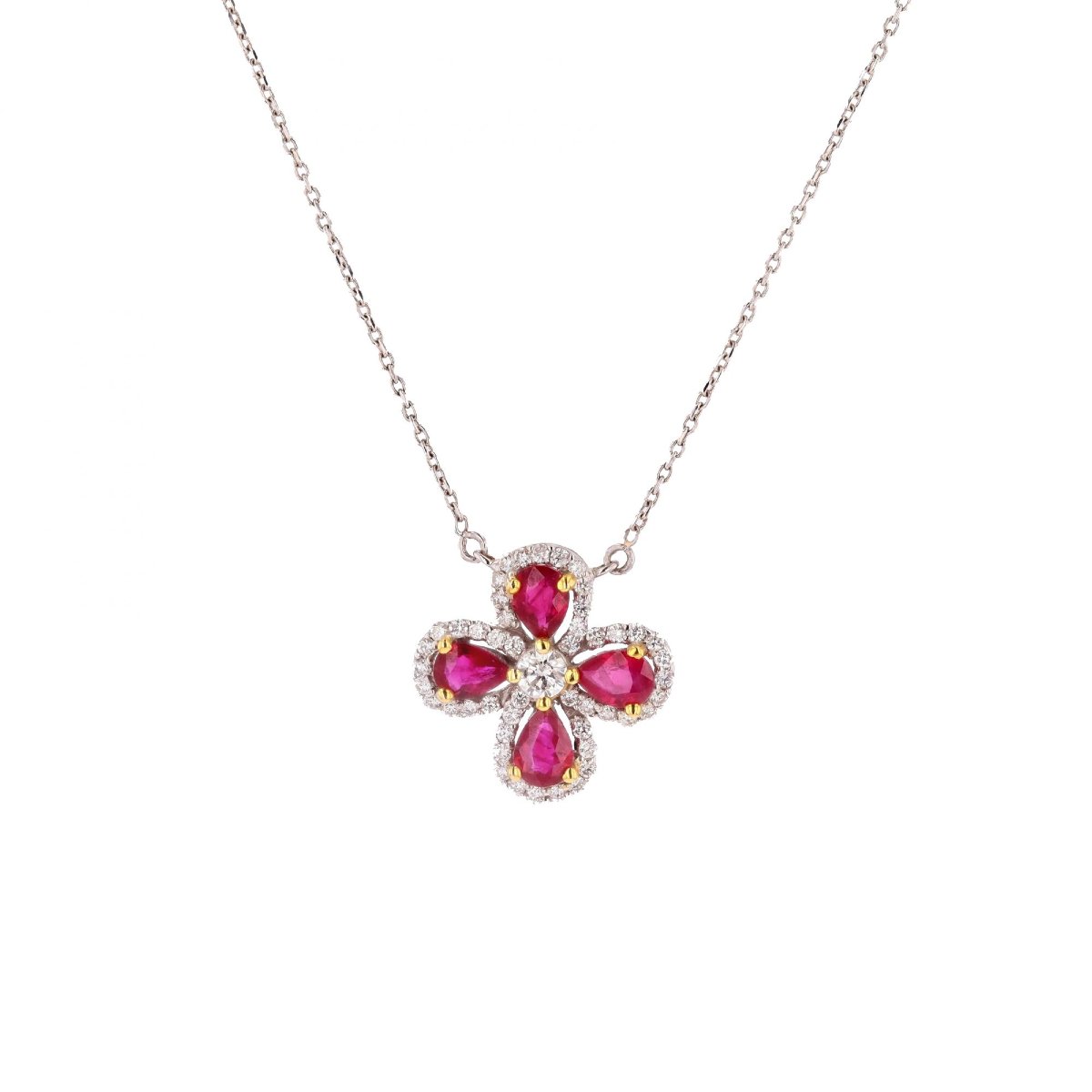 Ruby And Diamond Clover Necklace