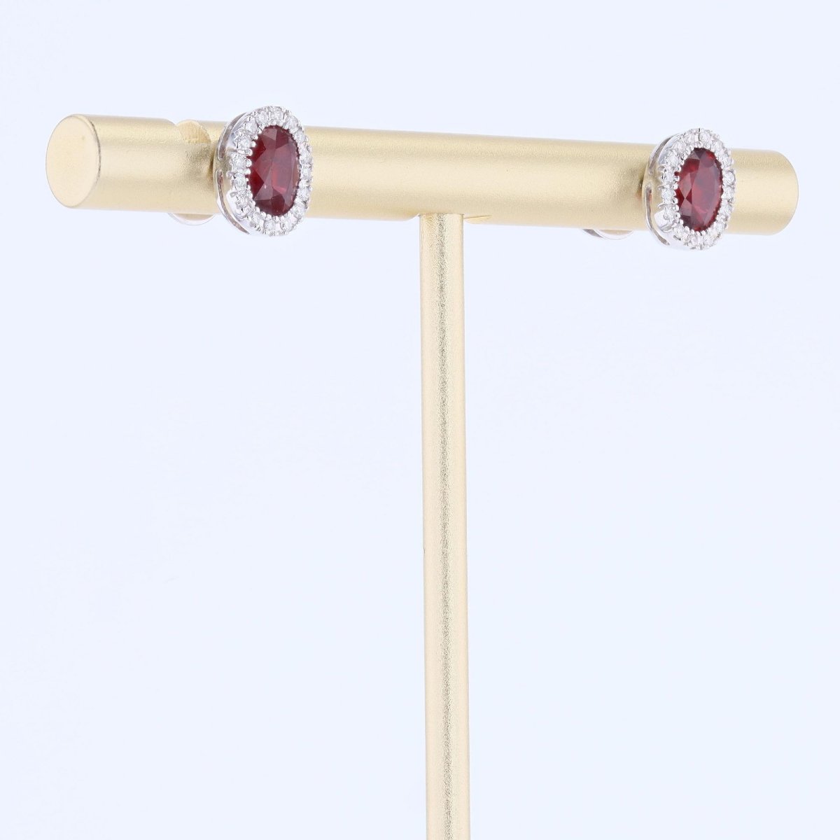 Boucles d’oreilles ovales rubis et diamants-photo-2