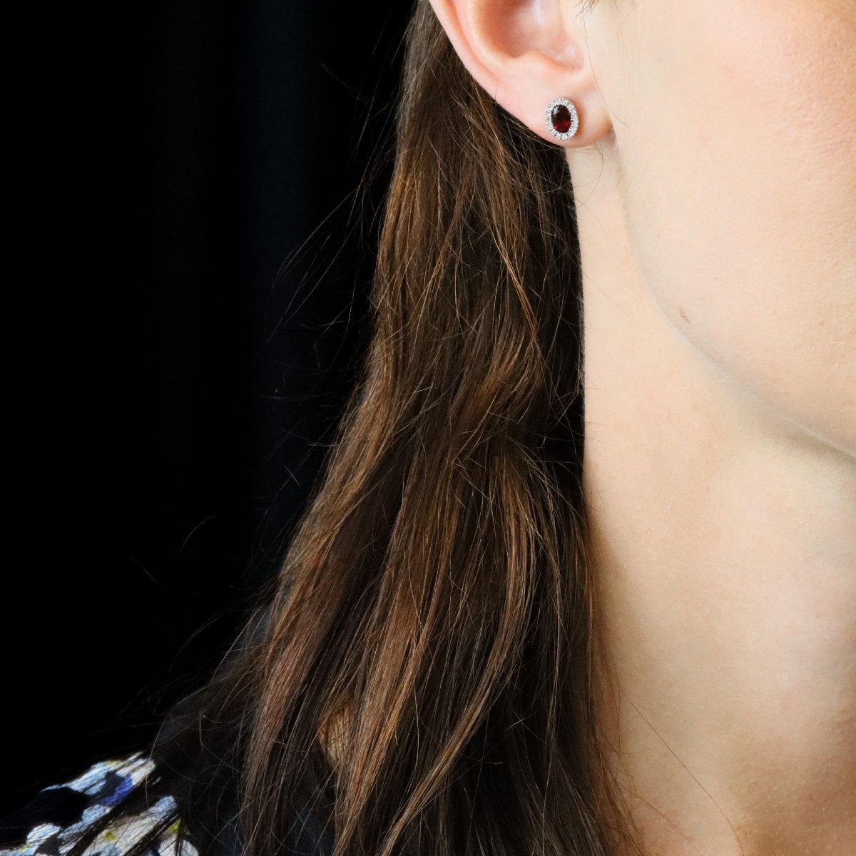 Boucles d’oreilles ovales rubis et diamants-photo-3