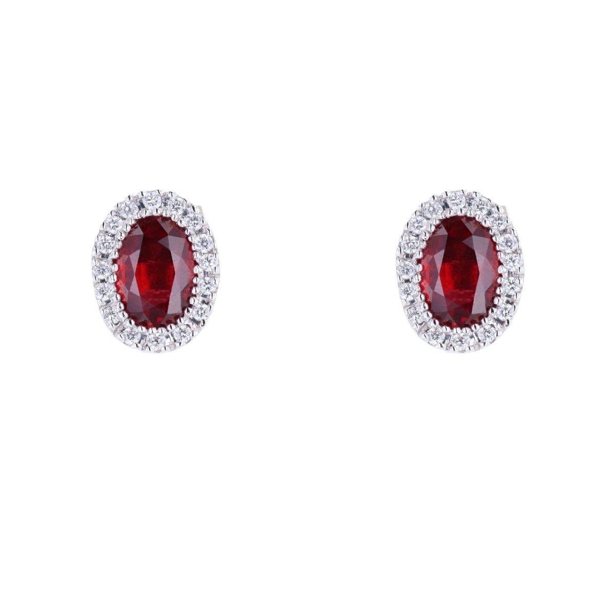 Boucles d’oreilles ovales rubis et diamants