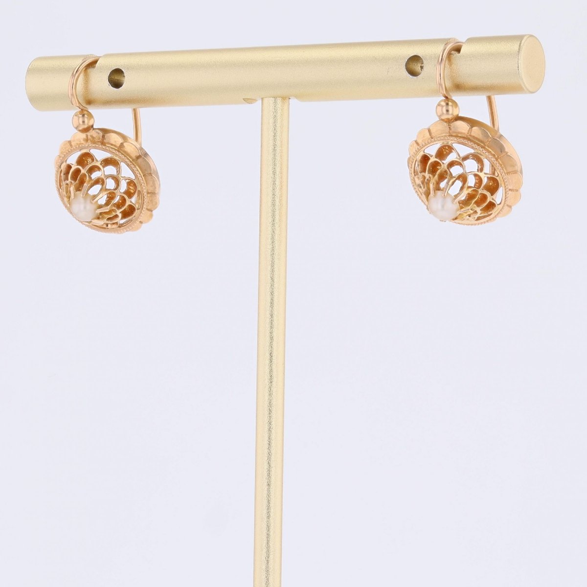 Boucles d'oreilles dormeuses anciennes or perles fines-photo-1