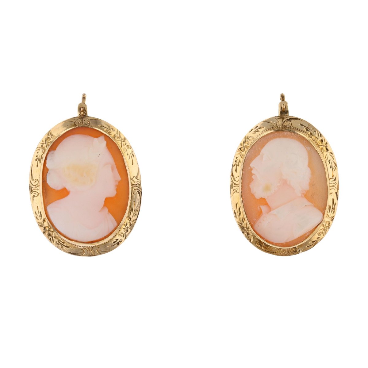 Vintage Gold Earrings With Cameos