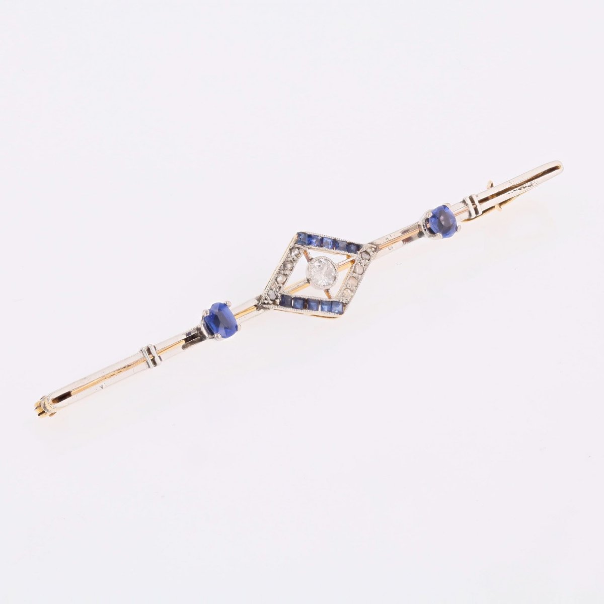 Broche barrette Art Déco saphirs et diamants-photo-1